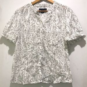 NWOT Calvin Klein Jeans Rose Print Button Blouse